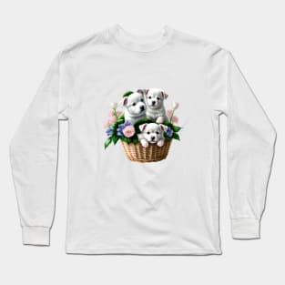 Three Puppies in a Basket Long Sleeve T-Shirt